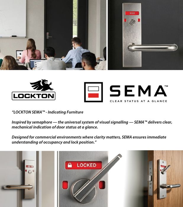 LOCKTON SEMA indicator furniture fitted to a commercial meeting-room door