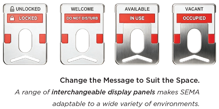 LOCKTON SEMA interchangeable unlocked locked welcome do not disturb available in use vacant and occupied panels