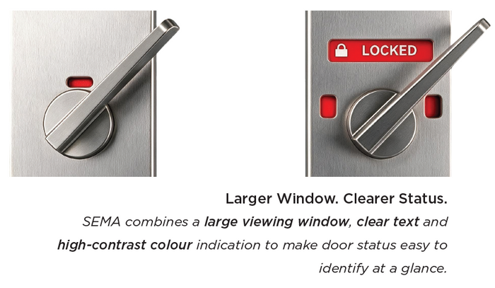 Close-up of LOCKTON SEMA emergency turn with large locked status window
